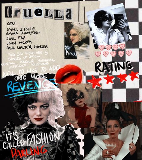 Cruella Movie Journal Collage/film journal Cruella Journal, Cruella Movie, Movie Journal, Film Journal, Cruella Deville, Journal Collage, Emma Thompson, It Movie Cast, Fashion Inspiration Design