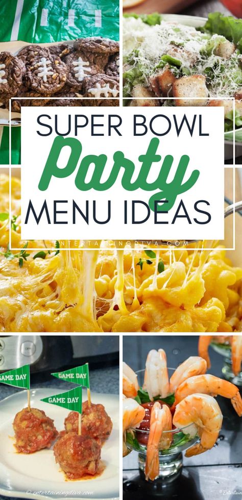 These Super Bowl recipes are the best! Try out the wings, ribs and meatballs that will blow your friends away. Click through to find even more recipes for your football party food menu. Side Dishes For Super Bowl Party, Super Bowl Party Dinner Ideas, Salads For Super Bowl Party, Superball Party Food, What To Cook For Super Bowl, Party Food Superbowl, Superbowl Entrees, Chicken Superbowl Recipes, Sides For Super Bowl Party