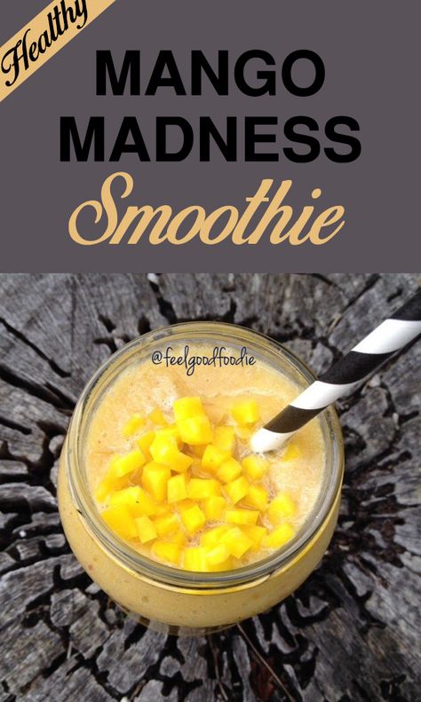 Healthy Mango Madness Smoothie French Delicacies, Fruit Vegetable Smoothie, Mango Banana Smoothie, Banana Smoothie Recipe, Kale Smoothie, Smoothie Healthy, Mango Smoothie, Strawberry Smoothie, Hot Chocolate Recipes