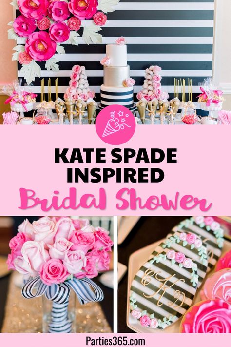 Kate Spade Bachelorette Party, Hot Pink Bridal Shower Decorations, Kate Spade Birthday Theme, Kate Spade 50th Birthday Party, Kate Spade Decor Party, Kate Spade Party Decorations, Kate Spade Bridal Shower Theme, Kate Spade Party Theme, Kate Spade Decor