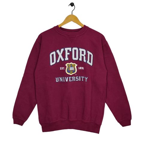 Excited to share the latest addition to my #etsy shop: University Of Oxford Crewneck Sweatshirt Medium Vintage Oxford University Embroidery Sweater Jumper Pullover Maroon Size M #oxforduniversity https://etsy.me/3lw8ySY Oxford University Jumper, Oxford University Sweater, Oxford University Uniform, Oxford University Hoodie, Oxford Sweater, Uni Clothes, Gym Uniform, University Sweater, College Sweater