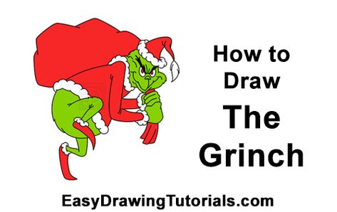 Draw the Grinch Full Body Draw Grinch, Draw The Grinch, Grinch Stealing Lights, Grinch Drawing, Easy Christmas Drawings, Winter Drawings, Whoville Christmas, Grinch Party, Drawing Step By Step