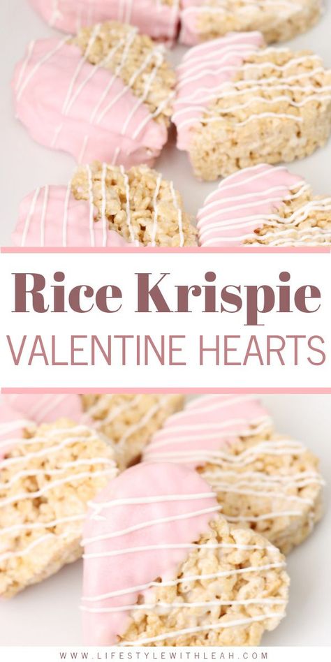 Rice Krispie treats are delicious! Even more so when they're dipped in chocolate. Rice Krispie Valentine hearts are a sweet treat to give to your loved one. This Rice Krispie treat recipe is a good valentine dessert idea to make with your kids as well! Rice Krispie Valentine, Dessert Saint Valentin, Smores Dessert, Valentines Snacks, Valentines Baking, Delicious Rice, Potluck Desserts, Breakfast Meals, Valentine Desserts