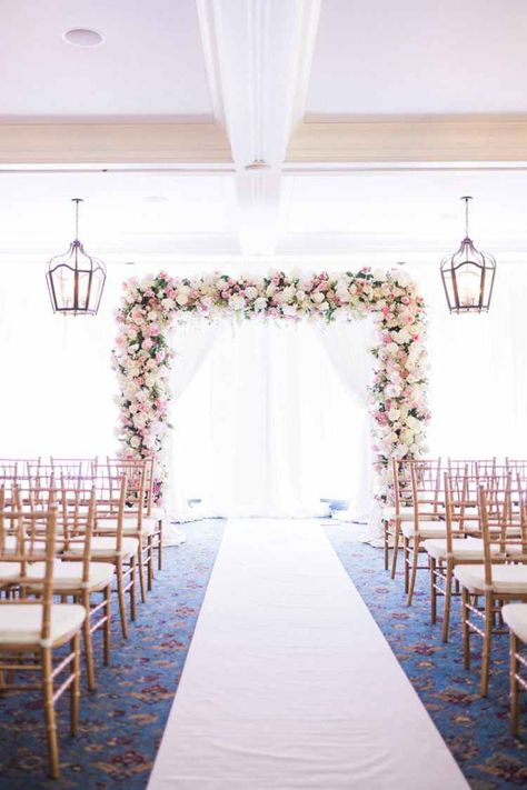 Wedding Ceremony Backdrop Indoor, Ceremony Backdrop Indoor, Wedding Venues Indoor, Wedding Ceremony Ideas, Yacht Wedding, Indoor Wedding Ceremonies, Yacht Club Wedding, Wedding Arch Flowers, Wedding Ceremony Backdrop