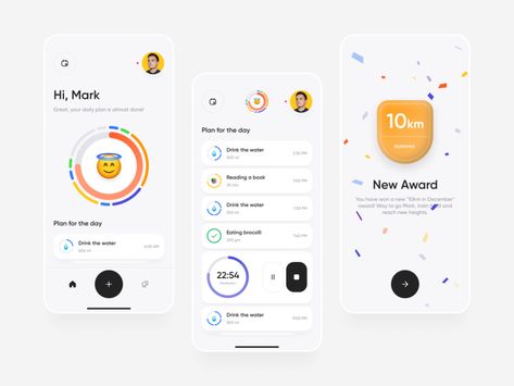 Habits App by Andrew Larin on Dribbble Gamification Ui, Goal App, Habit App, Habit Tracker App, Reminder App, App Design Layout, App Login, Mobile App Design Inspiration, App Interface Design