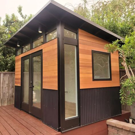 Mid Century Modern Tiny House, Modern Tiny House Plans, Tiny House Village, Modern Shed, Diy Tiny House, Tiny House Community, Large Sheds, Backyard Studio, Building A Tiny House