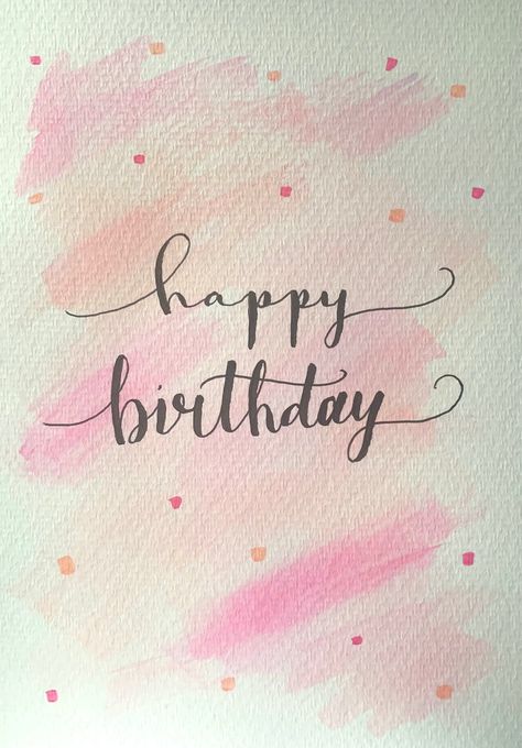 Watercolor birthday cards with hand-painted illustrations of cakes, flowers, animals and#birthdayfontstyle #happybirthday #fontdesign #birthdaygreetings #celebrationstyle Birthday Wishes New Style, Happy Birthday Text Aesthetic, Birthday Simple Wishes, Happy Birthday Card Simple, Birthday Aesthetic Cards, Happy Birthday Calligraphy Fonts, Happy Birthday Card For Teacher, Birthday In Calligraphy, Happy Birthday Handwriting