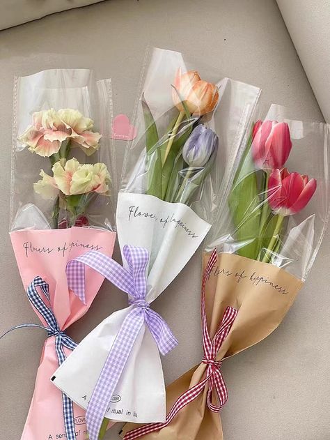 Gift Wrapping Bag, Single Flower Bouquet, Bucket Gifts, Clear Gift Bags, Diy Bouquet Wrap, Flower Wrapping, Flower Bar, Flower Bucket, Gift Wrapper