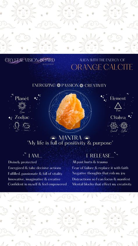 Orange Crystals Meaning, Orange Quartz Meaning, Orange Calcite Crystal Meaning, Carnelian Crystal Affirmation, Orange Calcite Affirmation, Orange Calcite Crystal, Orange Calcite, Reiki Master, Calcite Crystal