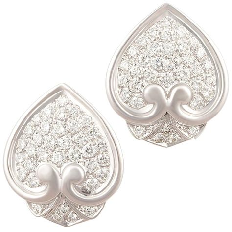 Earrings White Gold, Spade Earrings, Pave Diamond Earrings, Diamond Cluster Earrings, Mabe Pearl, Pearl And Diamond Earrings, Fan Earrings, Gold Work, Earrings White