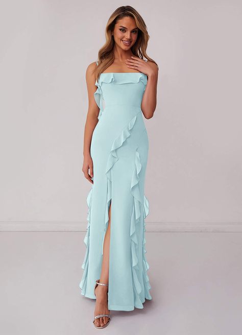 Barbie™ ❤ AZAZIE 1001 Bridesmaid Dresses | Azazie Azazie Mist, Light Blue Bridesmaid Dresses, Light Blue Bridesmaid, Sky Blue Bridesmaid Dresses, Bridesmaid Dresses Azazie, Blue Bridesmaid Dress, Mother Wedding Dress, Azazie Bridesmaid Dresses, Column Dress