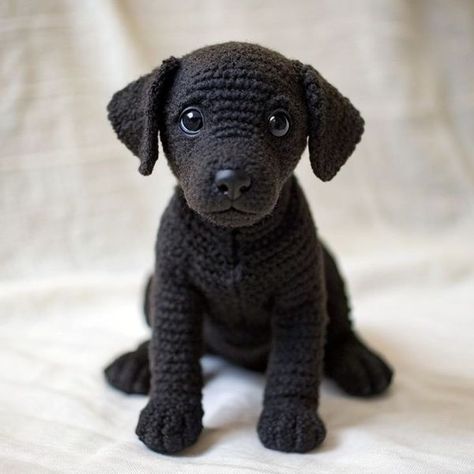 Black Lab Crochet Pattern, Black Lab Crochet, Crochet Labrador, Dog Amigurumi, Crochet Dog Patterns, Easy Crochet Animals, Crochet Animals Free Patterns, Miniature Animals, Fun Crochet Projects