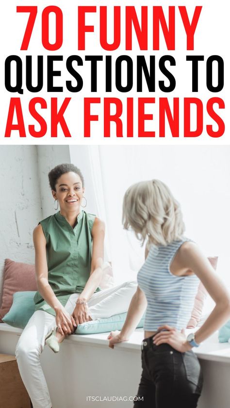 OMG these are the best questions to ask friends. Whether you're looking for funny questions to ask friends or dirty questions to ask your boyfriend, these are insanely good! Who In The Room Questions, This Or That Questions Funny, Get To Know Your Friends Questions, Questions To Ask Seniors, Interview Questions For Friends, Fun Questions To Ask Friends Hilarious, Funny Interview Questions For Friends, Weird Questions To Ask Your Best Friend, Funny Question To Ask Friends