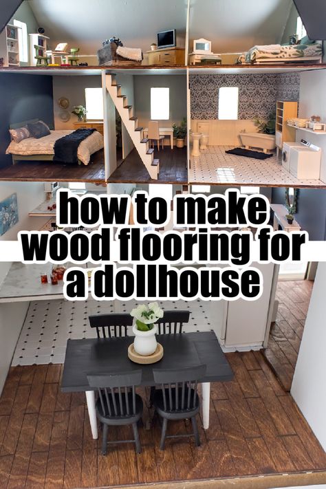 Dollhouse Upcycle Diy, Refinish Dollhouse, Dollhouse Projects How To Make, Colorful Dollhouse Ideas, Farmhouse Dollhouse Diy, Build Dollhouse Diy, Home Made Dollhouse, Diy Dollhouse Interior, Michaels Dollhouse Diy