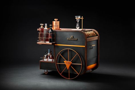 The Macallan Luxury Bar Cart - Case Studies Liquor Cart, Mobile Bar Cart, Buffet Stations, Gift Guide Design, Cocktail Station, Bar Trolley, Digital Creative Agency, Food Cart Design, Bar Card