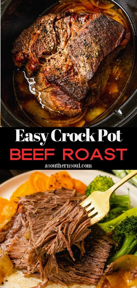 Slow Cooker Beef Pot Roast Crockpot Chuck Roast, Easy Crockpot Roast, Crock Pot Beef Roast, Chuck Roast Crock Pot Recipes, Beef Roast Recipe, Roast Beef Crock Pot Recipes, Slow Cooker Pot Roast Recipes, Crockpot Roast Recipes, Slow Cooker Pot Roast