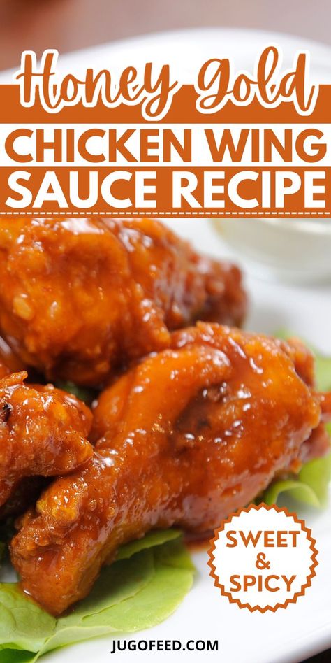 Gold Sauce For Wings, Wing Sauce Sweet And Spicy, Honey Hot Sauce For Wings, Honey Hot Wings Sauce, Chicken Leg Sauce Recipes, Honey Sauce For Wings, How To Make Honey Hot Wing Sauce, Sauce Recipes For Chicken Wings, Hot Honey Wing Sauce Recipe