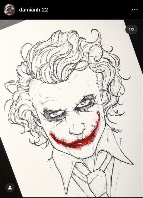 Joker Drawing Easy, Joker Art Drawing, Joker Sketch, Batman Art Drawing, Joker Cartoon, 3d Printed Mask, Joker Tattoo Design, Joker Drawings, Batman Drawing