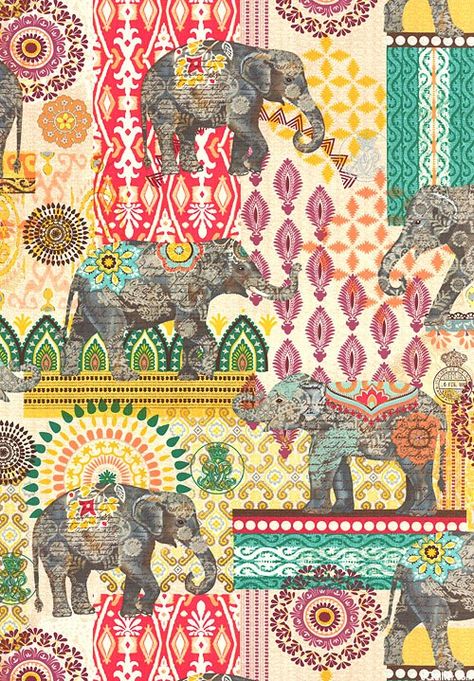 Elephant Wallpaper, Indian Theme, Elephant Fabric, Indian Patterns, Indian Elephant, Indian Prints, Wallpaper Pattern, Elephant Art, An Elephant