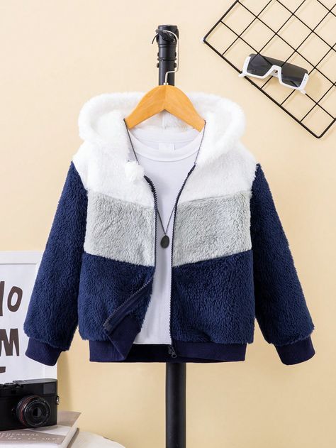 Multicolor Casual Collar Long Sleeve Flannelette Colorblock Teddy Embellished Slight Stretch  Young Boys Clothing Guys Clothing Styles, Style Cardigan, Boys Jacket, Boys Long Sleeve, Boys Casual, Winter Fashion Outfits, Fashion Wear, Kids Jacket, Kids Dress