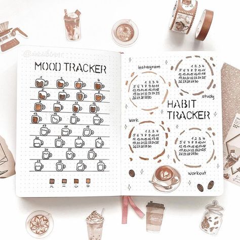 Bujo September Habit Tracker, November Bujo Habit Tracker, September Notebook Ideas, Bullet Journal November Habit Tracker, Bujo November Mood Tracker, Coffee Habit Tracker, September Bullet Journal Mood Tracker, Mood Tracker September, September Habit Tracker