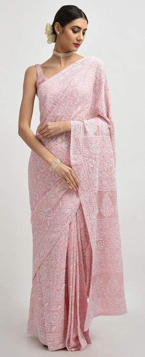 Saree Ideas, Sarees For Girls, Pure Georgette Sarees, Indian Sari Dress, Sari Dress, Indian Saree Blouses Designs, Indian Fashion Saree, Wedding Saree Indian, Ghagra Choli