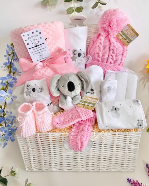 Adorable Koala Themed Baby Girl Hamper 🤍 www.pinkandbluehampers.co.uk Chocolate Gifts Basket, Baby Gift Basket, Cute Selfies Poses, June 19, Chocolate Gifts, Gift Basket, Girls Accessories, Baby Gift