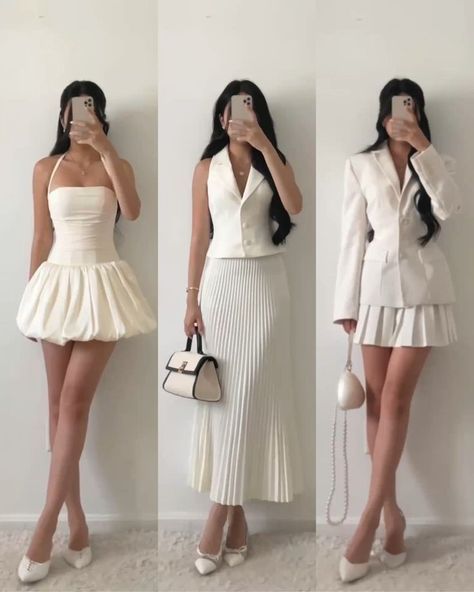 https://www.boredpanda.com/kylie-jenner-accused-stealing-designs-khy-clothing-line/?utm_source=pinterest27&utm_medium=link&utm_campaign=direct Maxi Blazer Dress, How To Style Maxi Dress Winter, Pleated White Dress, White Elegant Dress Classy, Outfits With Skirts Aesthetic, Outfits With White Heels, Blazer With Dress Outfit Classy, Vest With Skirt Outfits, Elegant Girl Outfit