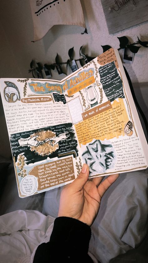 Book journal, Song of Achilles, reading journal, journaling, book recommendation, Achilles, Patroclus. Book Journal Entry, Song Book Journal Ideas, Aesthetic Reading Journal, Literature Scrapbook, Song Book Journal, Book Journal Review, Reading Scrapbook, Song Journal Ideas, The Song Of Achilles Doodles