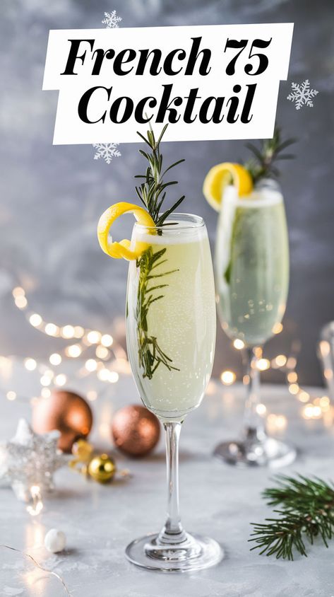 "Discover the festive twist on the classic French 75 cocktail with our Holiday French 75 recipe! Perfect for Christmas celebrations, this sparkling drink combines gin, champagne, and a splash of cranberry for a delightful Cranberry Kiss Cocktail. Elevate your holiday gatherings with the Mistletoe Kiss Cocktail or try our Christmas French 75 for a seasonal spin. Don’t miss out on the Mistletoe Mimosa recipe for brunch! Cheers to a joyous holiday season with these delicious cocktails! " Vodka Holiday Drinks, Holiday Champagne Cocktails, Christmas Cocktails Vodka, French 75 Recipe, Kiss Cocktail, French 75 Cocktail Recipes, Christmas Gin, French 75 Cocktail, Christmas Champagne