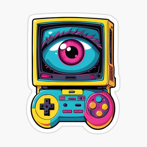 Pink Gamer TV Retro Wave Graffiti Sticker Gamer Stickers, Retro Wave, Graffiti Stickers, Retro Waves, Games To Buy, Graffiti, Collage, Tv, For Sale