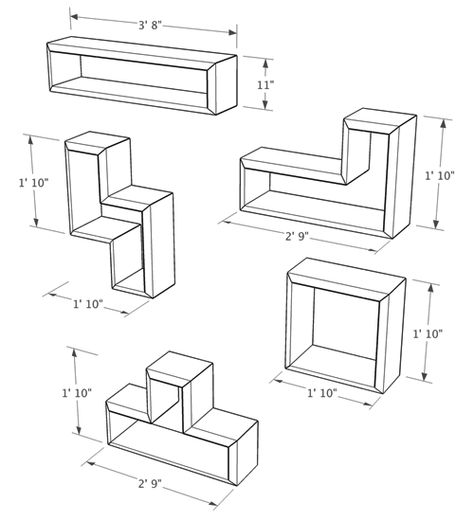 tetris shelving. Now that song will be in my head all day. 3d Shelves, Brave Space, Wooden Office Furniture, Unique Wood Furniture, Industrial Office Furniture, Patio Furniture Layout, Diy Wood Floors, Diy Dining, Contemporary Fireplace