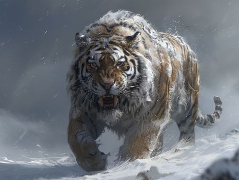 Fantasy Illustration: Menacing Demonic Tiger Magic Tiger Fantasy Art, Fantasy Tiger Monster, Fantasy Tiger Art, Epic Fantasy Art, Fantasy Tiger, Chaotic Aesthetic, Inspirational Digital Art, Devian Art, Tiger Pictures