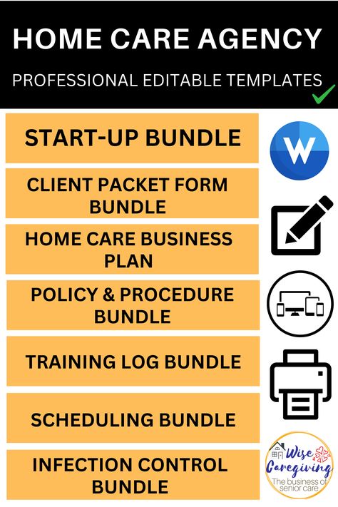 Startup homecare agency forms that are required by State and your everyday operations once up and running. All the templates are editable, can be filled out on any device in Microsoft Word, and printable to also fill by hand. Home Health Business, How To Start A Home Health Care Business, Companion Care Business, Non Medical Home Care Business, Medical Sales Rep, Personal Care Assistant, Caregiving Tips, Homecare Nursing, Residential Care Home