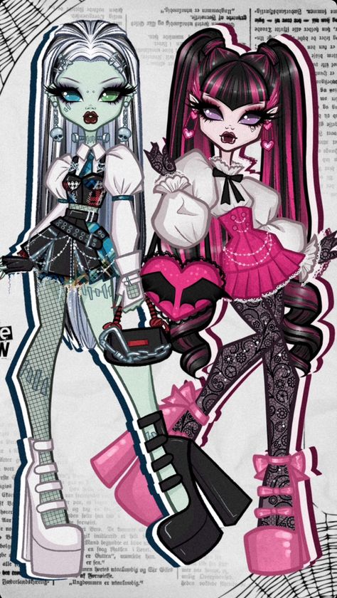 Draculaura Fan Art, Frankie Stein And Draculaura, Monster High Makeup, Monster High Frankie Stein, Monster High Frankie, Cartoon Characters As Humans, Arte Monster High, Moster High, Frankie Stein