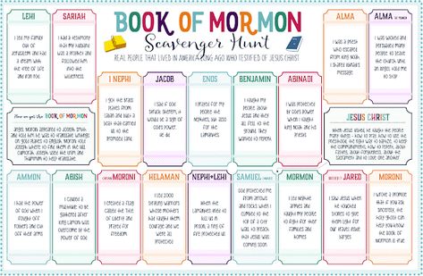 Lds Scavenger Hunt Primary, Activity Days Scavenger Hunt Lds, Book Of Mormon Scavenger Hunt, Primary Activity Days, Trivia Questions For Kids, Primary Activity, Church Games, Primary Singing Time, Halloween Wood Crafts