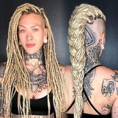 Dreads With Undercut, Boho Hair Wrap, Hair Motivation, Braided Dreadlocks, Short Shaved Hairstyles, Half Shaved Hair, Dreads Girl, Keep Learning, Dreadlock Style