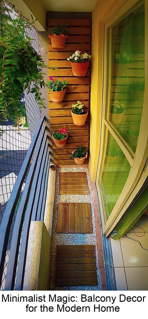 Minimalist Magic: Balcony Decor for the Modern Home #balcony Whimsical Living Room, Balcony Garden Diy, Apartment Balcony Garden, Modern Apartment Decor, Balcony Design Ideas, Tiny Balcony, Modern Balcony, Small Balcony Garden, Terrace Decor