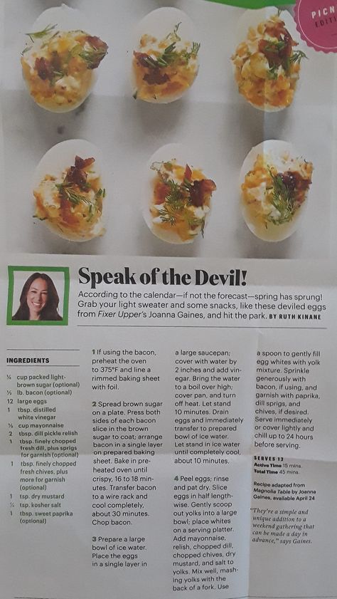 Joanna Gaines Deviled Eggs, Joanne Gaines, Fixer Upper Joanna, Devilled Eggs, Fixer Upper Joanna Gaines, Magnolia Journal, Deviled Eggs Recipe, Holiday Food, Good Hair Day