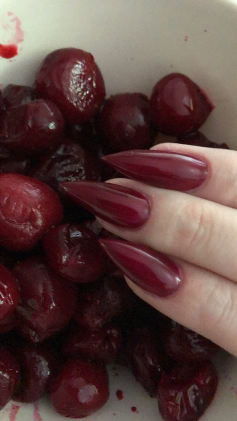 Dark Magenta Nails, Magenta Nails, Nails Aesthetic, Dark Magenta, Dark Nails, Almond Nails, Simple Nails, Dark Pink, Acrylic Nails