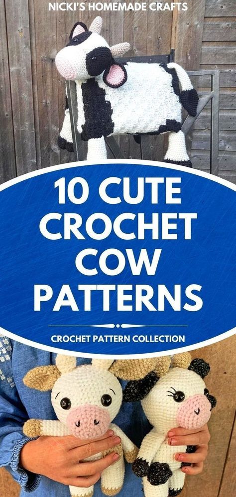 Cow Projects, Cute Crochet Cow, School Crochet, Cow Patterns, Amigurumi Cow Pattern, Cow Applique, Crochet Farm Animals, Crocheted Cow Pattern, Cutest Crochet