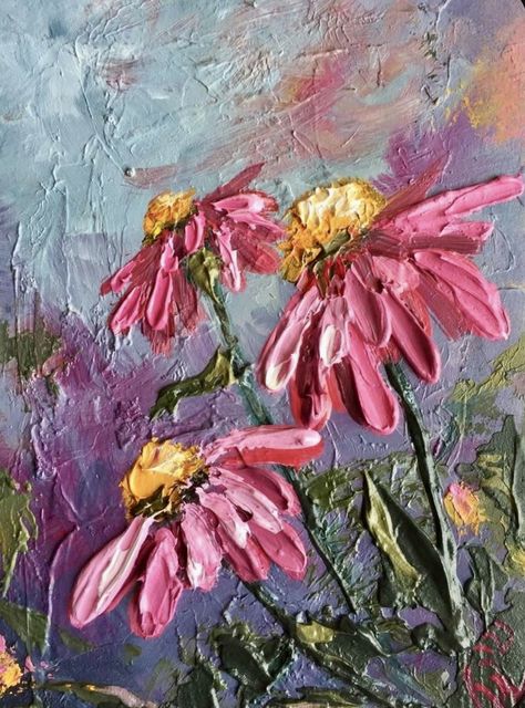 Acrylic Spatula Painting, Abstract Oil Painting Ideas Inspiration, Spatula Painting Acrylics, Impasto Painting Easy, Palette Knife Painting Flowers, Knife Painting Flowers, Modeling Paste Art, Spatula Art, Palette Knife Painting Abstract