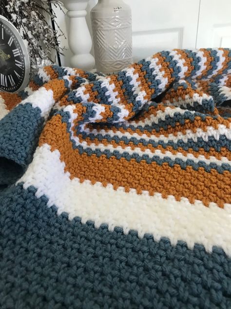 Mustard Crochet Blanket, Blue And Gold Crochet Blanket, Crochet Blanket Colours, Baby Boy Blanket Crochet, Crochet Blanket Colors, Boho Baby Blankets, Crocheted Ideas, Baby Boy Crochet Blanket, Yarn Creations