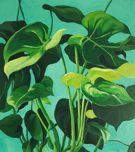 Plants on Behance Painting Monochrome, Acrylic Paint Canvas, Canvas Painting Projects, Monochrome Painting, Fine Art Acrylic, Tropical Painting, Posca Art, Paint Canvas, Monochrome Art