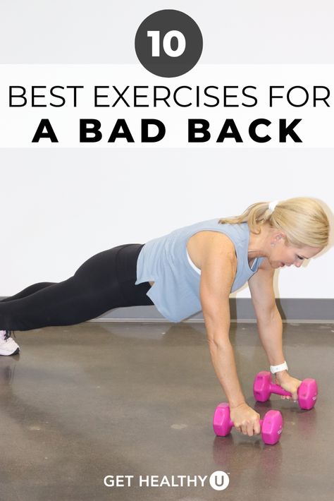 One of those important remedies for a bad back is exercise. Strengthening the entire core and keeping it stretched will help ease back pain and prevent future injury. These are the 10 best exercises you can do for a stronger and pain-free back. Exercise For Back Injuries, Ab Exercises For Women With Bad Back, Exercises For Strengthening Lower Back, Exercises To Help Lower Back, Exercise With A Bad Back, Low Impact Lower Ab Workout, Strengthening Back Muscles For Women, Leg Exercises For Bad Back, Back Recovery Exercises