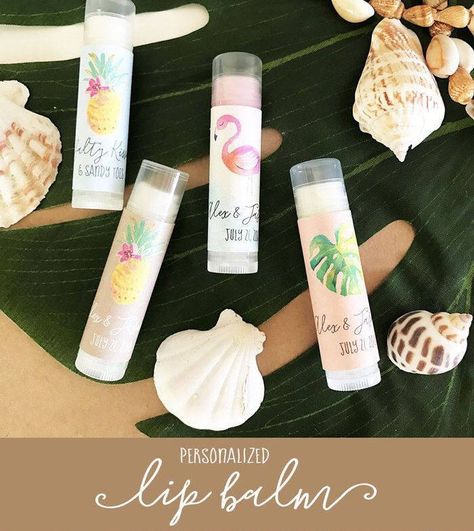 FREE SHIPPING Set of 24 Wedding Favors Ideas Lip Balm Favors - Tropical. Bride, bridesmaid, bachelorette wedding gifts ideas by all4events on Etsy Unique Wedding Favors For Guests, Tropical Bride, Wedding Gifts Ideas, Wedding Favors Ideas, Beach Favors, Summer Wedding Favors, Bridesmaid Bachelorette, Lip Balm Favors, Lip Balm Labels