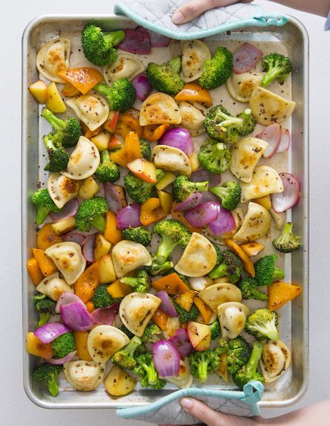 Easy Veggie and Mini Pierogy Sheet Pan Dinner - Mrs. T's Pierogies Pierogi Dinner, Veggie Sheet Pan, Pierogi Recipe, Sheet Pan Suppers, Sheet Pan Dinners Recipes, Easy Veggie, Pan Dinners, Pan Recipes, Sheet Pan Dinners