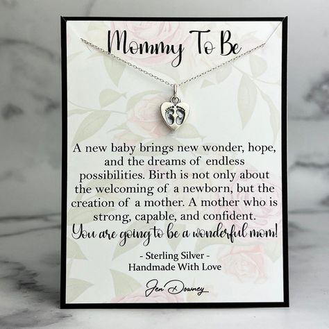 Mommy To Be - A new baby brings new wonder, hope, and the dreams of endless possibilities. Birth is not only about the welcoming of a newborn, but the creation of a mother. A mother who is strong, capable, and confident. You are going to be a wonderful mom! Sterling silver baby feet charm necklace new mom gift idea. Mommy To Be Poem, Mom To Be Gift Ideas Diy, Baby Shower Gift For Mom To Be, Meaningful Baby Shower Gifts, Mama Jewelry, Pregnancy Prayer, Adoption Books, Mom Checklist, Gift Calligraphy