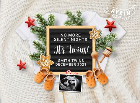 Pregnancy Announcement December, Pregnancy Announcement Christmas Card, Christmas Card Pregnancy Announcement, Twin Pregnancy Announcement, Pregnancy Announcement Template, Creative Pregnancy Announcement, December Baby, Digital Pregnancy Announcement, Happy News