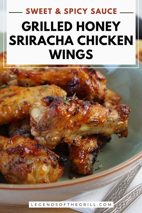 Ready to take your chicken wings to the next level? 🌶️🍯 This is the ultimate grilled honey sriracha chicken wings recipe. Sticky, spicy, and oh-so-delicious – they're guaranteed to be a hit at your next cookout! #SrirachaWings #GrillingIdeas #FoodieFinds Click to our site to get the recipe or click save to keep it for later. Siracha Chicken Wings, Honey Chicken Wings Recipe, Honey Siracha Chicken, Honey Sriracha Chicken Wings, Sriracha Chicken Wings, Sriracha Wings, Honey Wings, Honey Sriracha Chicken, Wing Sauce Recipes